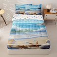 thumbnail image 3 of Homewish Marine Starfish Shell Zipper Full Size Comforter Sets with Fitted Sheet and 2 Pillowcases for Teens,Boys Girls Ocean Beach Zipper Bedding Set,4pcs, 3 of 6