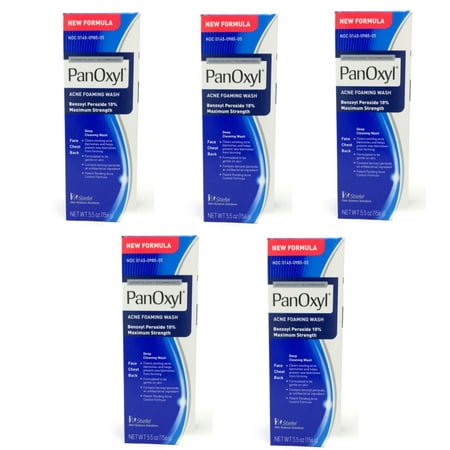 5 PACK Panoxyl Benzoyl Peroxide Foaming Acne Wash 10% 5.5oz -