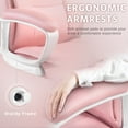 thumbnail image 3 of Waleaf PU Leather High Back Cushion Desk Chair, Pink, 3 of 8