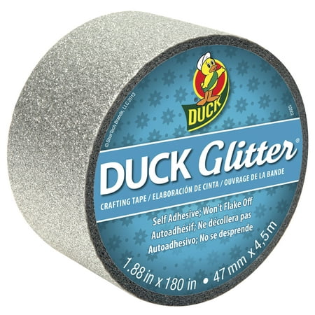 Duck Brand Glitter Crafting Tape, 1.88-Inch x 5-Yard Roll, Silver (282492)