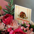 thumbnail image 3 of 3drose, Elegant Floral Red and Yellow Easter Egg with Happy Easter, 6 Greeting Cards with Envelopes, 3 of 7