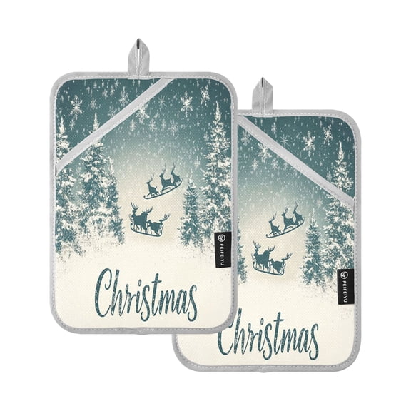 BZSMCE Pot Holder Oven Mitts Cooking baking Snowflakes Reindeer Creative Pattern Size:7x9.8in