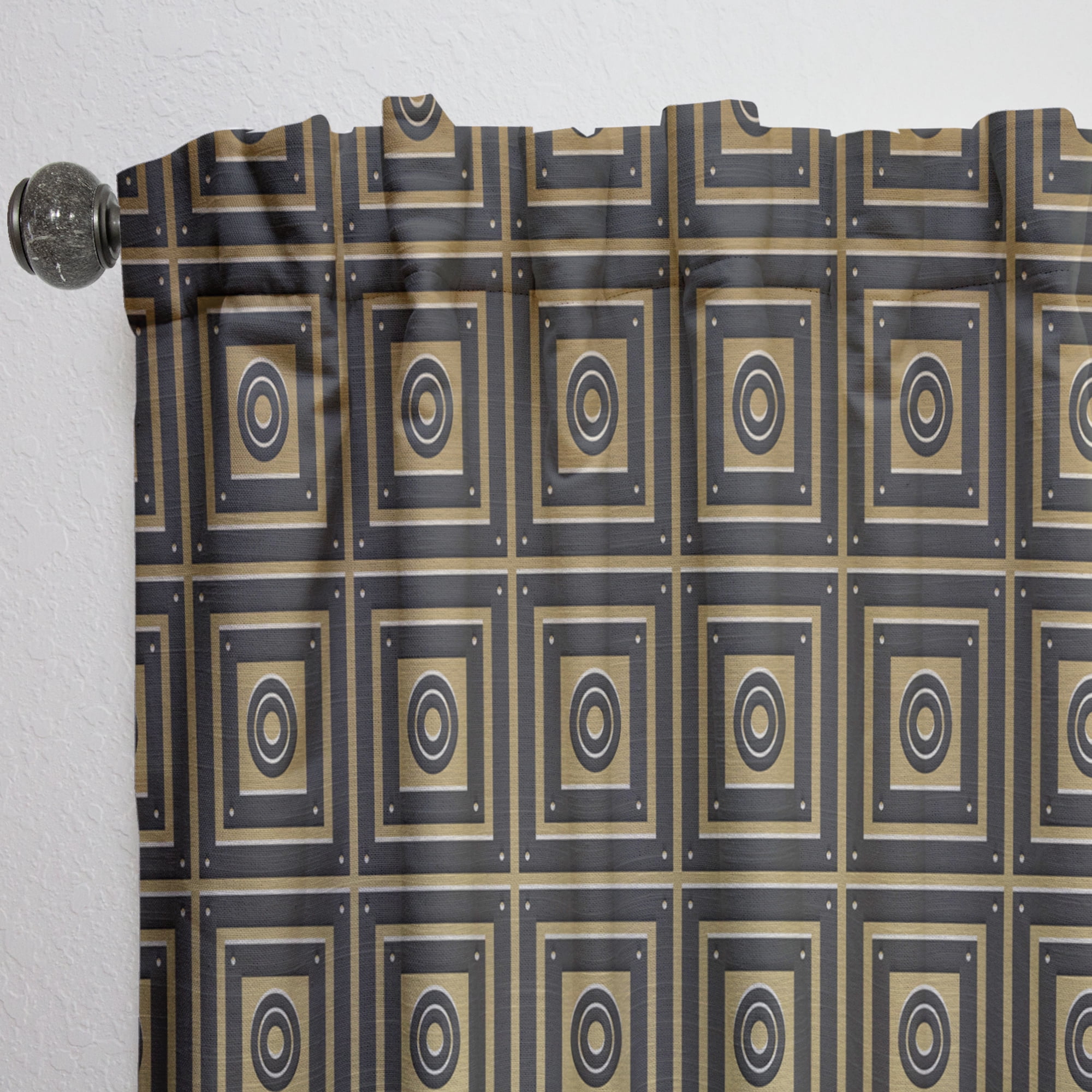 Designart 'Golden Luxury Metallic Geometrics XIII' Mid-Century Modern Curtain Panel
