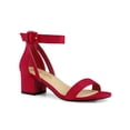 thumbnail image 1 of BLISSFUL STEP Women's Ankle Buckle Strap Chunky Heel Sandal Shoes Red 7.5, 1 of 7