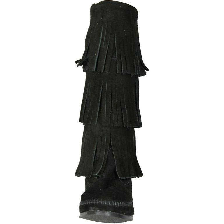 Grey minnetonka fringe boots hot sale