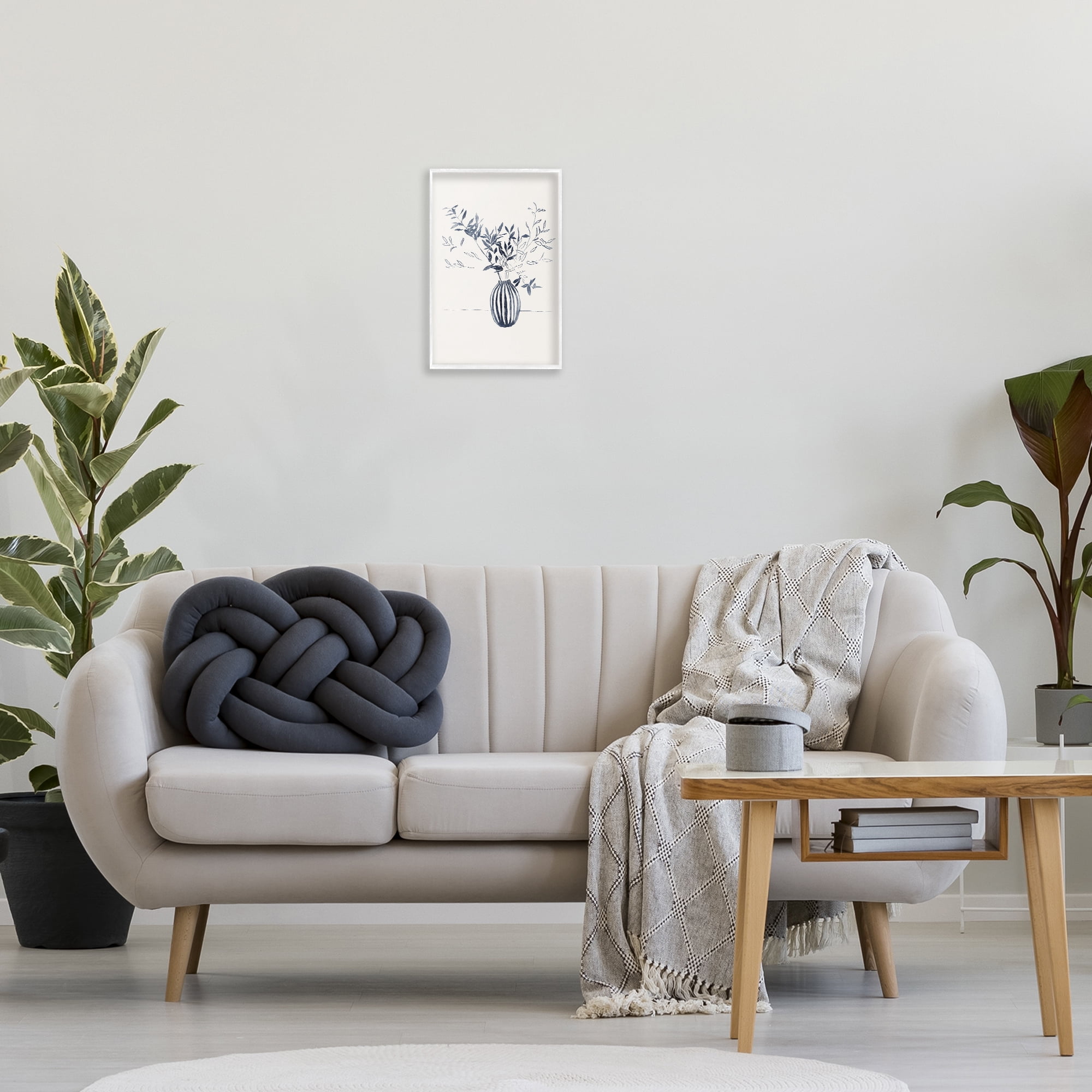 Stupell Industries Minimal Bud Vase Botanical & Floral Painting White Framed Art Print Wall Art, 12 x 18