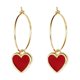 thumbnail image 1 of 1 par de pendientes con forma de corazón rojo, colgantes circulares para mujer, 1 of 8