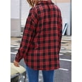 thumbnail image 5 of Womens Button Down Flannel Shirts Long Sleeve Plaid Shackets Business Casual Blouse Top Red S, 5 of 9