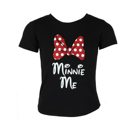 Girls Minnie Mouse Glitter Bow Tee Shirt,  Black