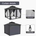 thumbnail image 5 of 12 * 12 FT Hard Top Gazebo, Outdoor Gazebo, Galvanized Steel Double Roof Canopy with Mosquito Net and Curtain, Outdoor Metal Gazebo, for Garden, Patio, Terrace, Party, Deck, Gray, 5 of 6