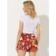thumbnail image 4 of Pantalones cortos de verano Allegra K con cintura alta Rojo-Floral M, 4 of 5