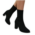 thumbnail image 5 of Bnwani Women Boots Ankle Fall Winter Fashion Pointed High-Heel Thick Chunky High Elastic Versatile Casual Sweet Boot Black Size 5.5, 5 of 9