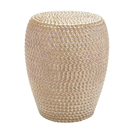 Decmode Contemporary 19 Inch Gold Ceramic Barrel Shaped Beaded Decmode Contemporary 19 Inch Gold Ceramic Barrel Shaped Beaded Garden Stool