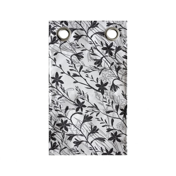 Floral Hanging Pocket Organizer, Blooming Flora Wild Herbs Montbretia Silhouettes in Monotone Layout, Printed Polyester Storage Bag with Pockets, 9" x 27", Charcoal Grey and White