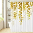thumbnail image 6 of Extra Long Shower Curtain 72 x 84, Tall Yellow Eucalyptus Fabric Shower Curtain, Watercolor Leaves on The Top Floral Botanical Decorative Bathroom Shower Curtain Set with Hooks, 6 of 6