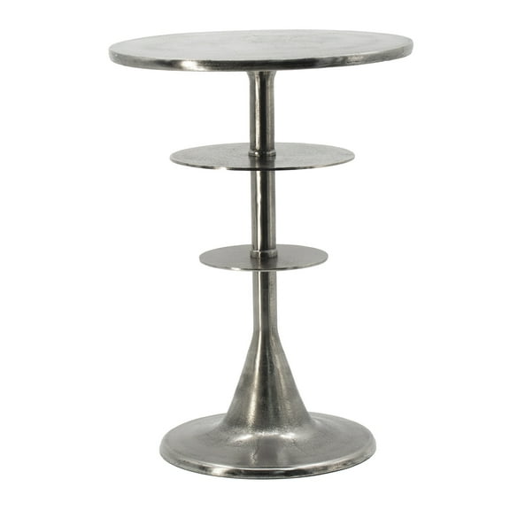 15.5" Round Accent Table - Antique Silver