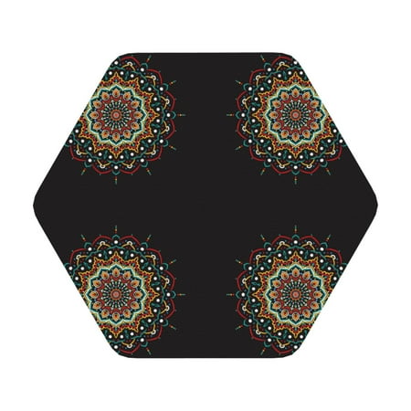 

Matuu Colorful Mandala for Cup Coasters Set of 6 Leather Coasters Desk Coasters for Office Measures 4” x 4” Hexagon