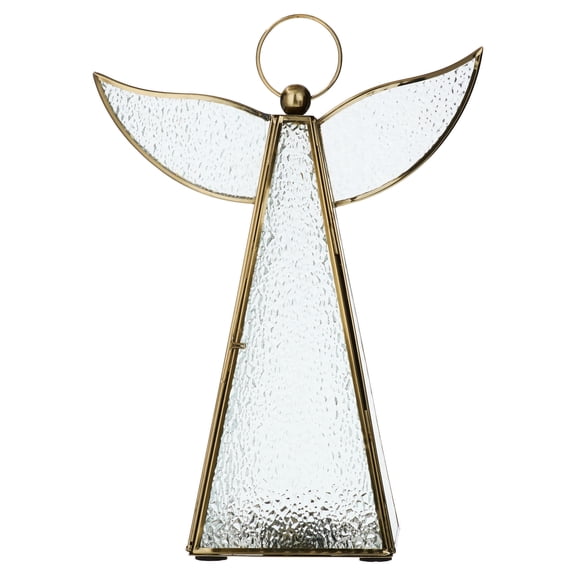 Metal and Glass Angel Christmas Decoration, Clear and Bronze, 11.7", by Holiday Time