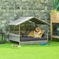 thumbnail image 2 of PawHut Niche pour Chien en Osier avec Coussin Amovible, Gris Foncé, 2 of 10