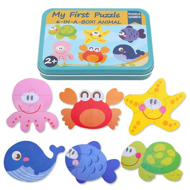 Wooden Jigsaw Puzzles Set for Kids Age 28 Year Old Animals Preschool