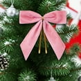 thumbnail image 2 of 1 Pcs Christmas Bows,Red Small Velvet Christmas Bows for Christmas Tree,Wreath,Gift Wrapping,Crafts,Wedding,Party,Twist Tie Bows for Treat Bag Bakery Candy Bags,Home Decor,3.5 x 3.5 in(Pink), 2 of 7