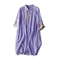 thumbnail image 2 of GaThRRgYP Womens Short Sleeve Dresses Clearance under $10,Women's Spring,Summer,and Retro Cotton and Linen Round Neck Travel Holiday Long Dress, 2 of 9