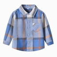 thumbnail image 2 of TOWED22 Toddler Boys Girls Flannel Plaid Shirt Button Down Long Sleeve Jacket Lapel Shacket Coat Tops Casual Outwear,Blue,3-4 Y, 2 of 5