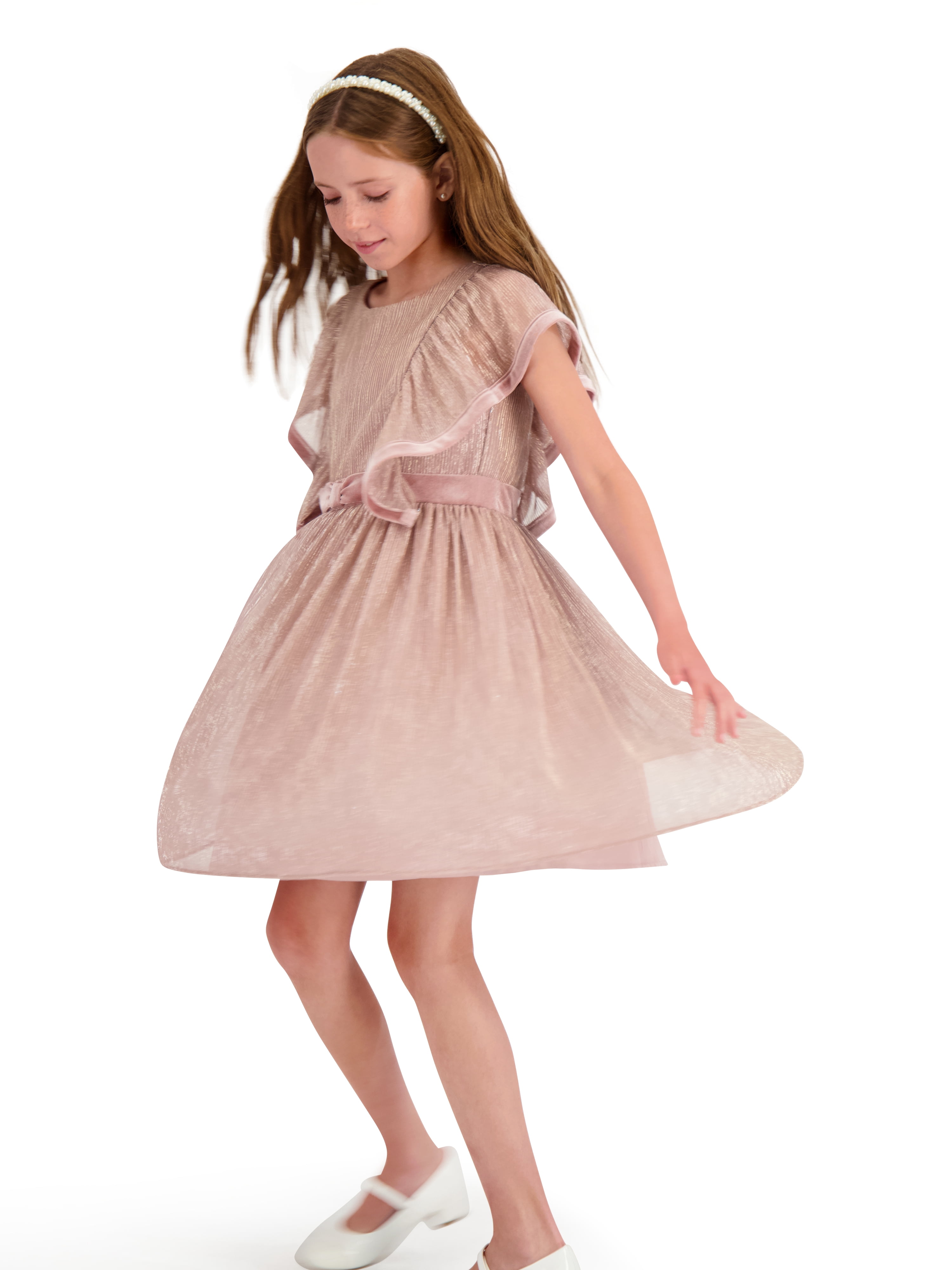 Kensie Girl Metallic Pleated Dress, Sizes 4-16