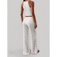 thumbnail image 6 of Women'S 2 Piece Outfits Floral Ribbed Tank Top Wide Leg Pants Set Loungewear Pj Set White XL, 6 of 7