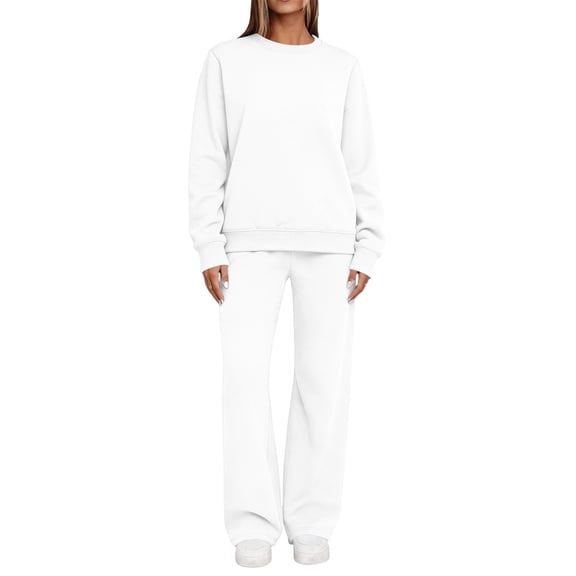 Yutgune Women's 2 Piece Sweatsuit Oversized Crew Neck Long Sleeve Sweatshirt Wide Leg Pants Casual Fall Loungewear Outfit