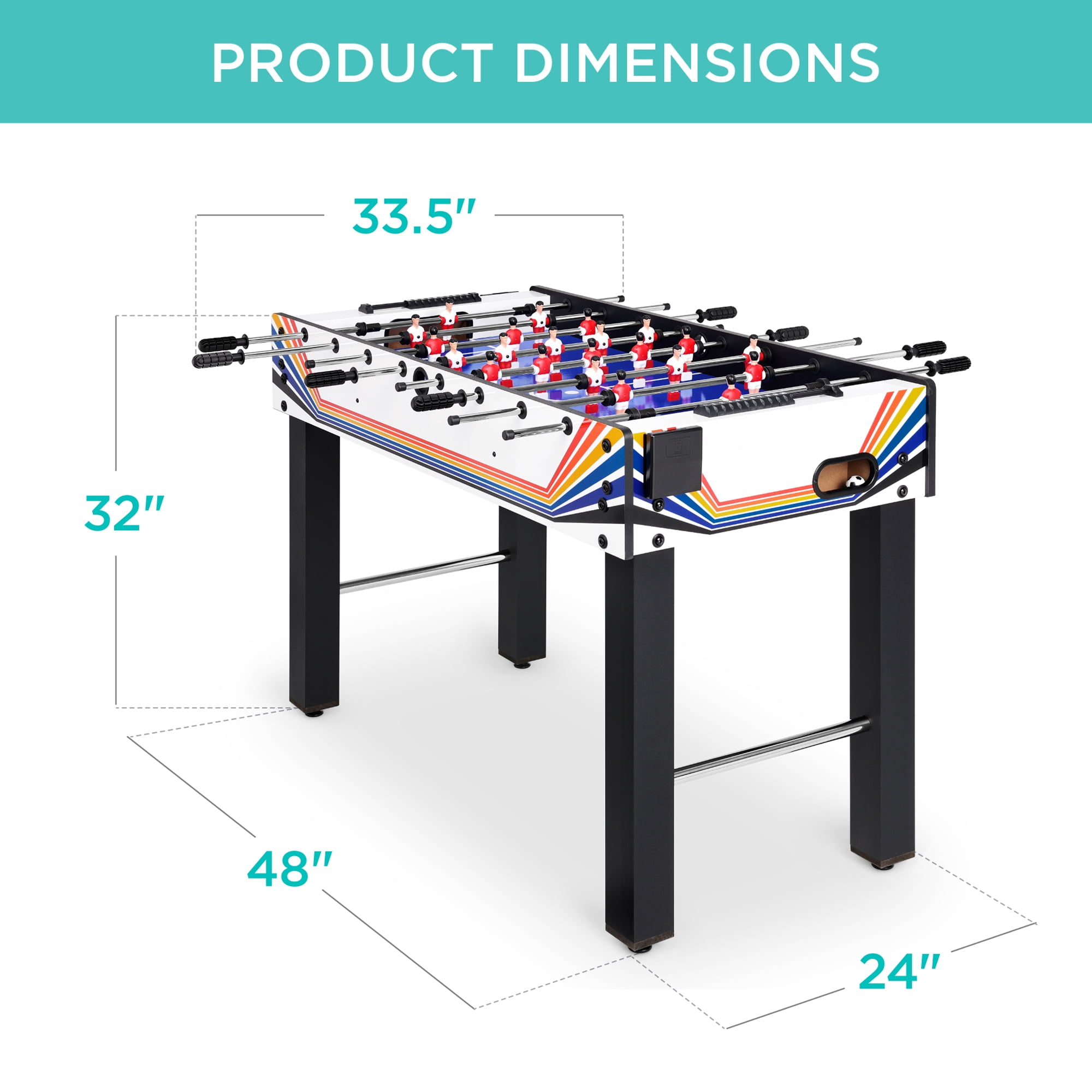Best Choice Products 48in Competition Sized Foosball Table for Home, Game Room w/ 2 Balls, 2 Cup Holders - Blue/White