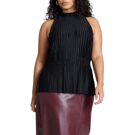 ELOQUII Women's Plus Size Sleeveless Plisse Top