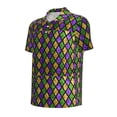 thumbnail image 4 of Wukai Mardi Gras Shiny Green Purple Men’s Polo Shirts,Quick-Dry Athletic Shirt,Classic Fit Shirts-Small, 4 of 8