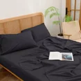thumbnail image 5 of BESTOUCH Fitted Sheet Only 100% Washed Cotton Linen Feel Easily Fits Deep Pockets up to 17 inch Solid Deep Black Queen, 5 of 6