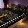 thumbnail image 2 of Homewish Tree of Life Zipper Twin Comforter Sets with Fitted Sheet and 2 Pillowcases, Vintage Moon Phase Zipper Bedding Set, Black Reversible, 2 of 7