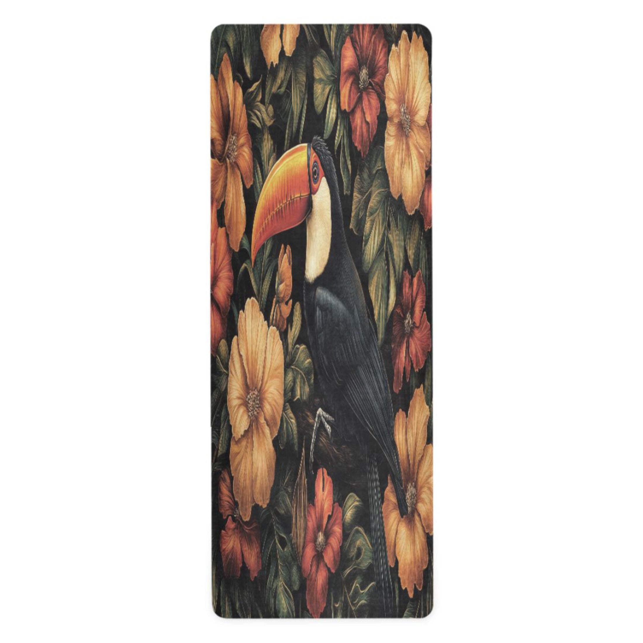 BZSMCE Yoga Mat Women Toucan with Vibrant Tropical Flowers Fitness Mat