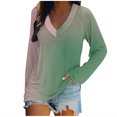 thumbnail image 2 of PNTUTB Fashion Women's Gradient V-Neck Long Sleeve Pullover Loose Comfortable Casual Top, 2 of 5
