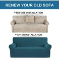 thumbnail image 3 of Stretch Sofa Covers Couch Cover Furniture Protector Sofa Slipcover 1-Piece Feature High Spandex Textured Small Checks Jacquard Fabric with Elastic Bottom(Sofa 74"-88" Wide: Deep Teal), 3 of 7