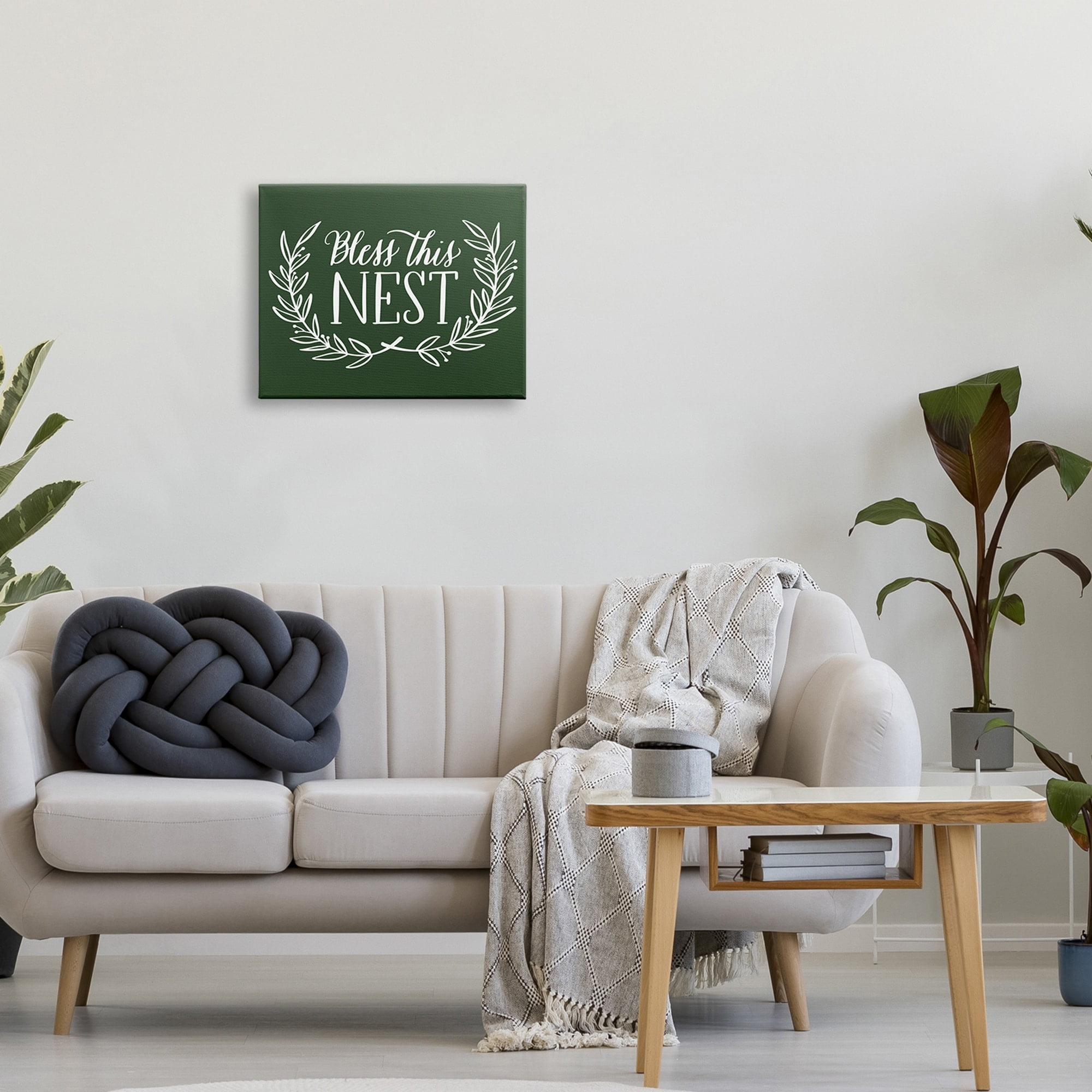 Stupell Industries Bless This Nest Laurel Wreath Crown Foliage,30 x 24, Design by Amanda McGee