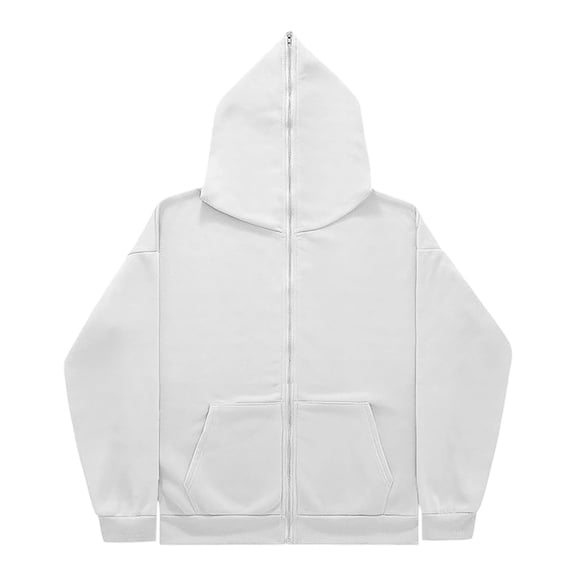 Dagugfen Sweatshirts for Men with Hooded Long Sleeve Full Zip up Cinch Cuff Loose Fitted Sports Casual Sweatshirts with Pockets(XXS,White)