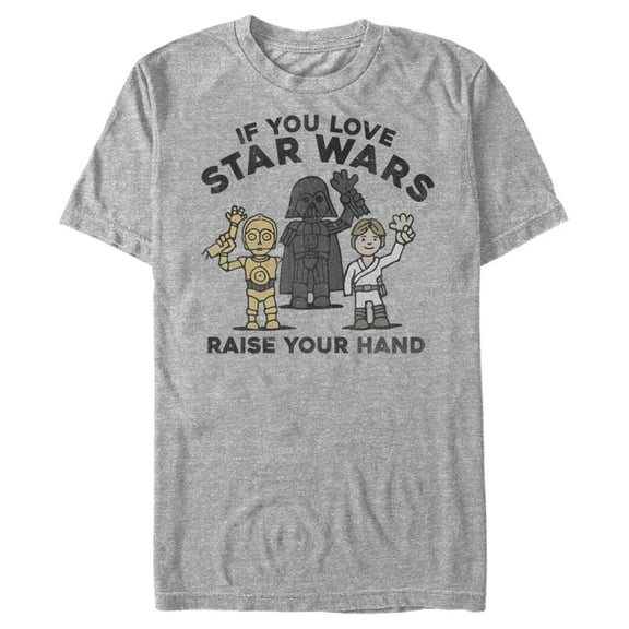 Men's Star Wars Raise Your Hand Cartoon Graphic Tee Athletic Heather 2X Large