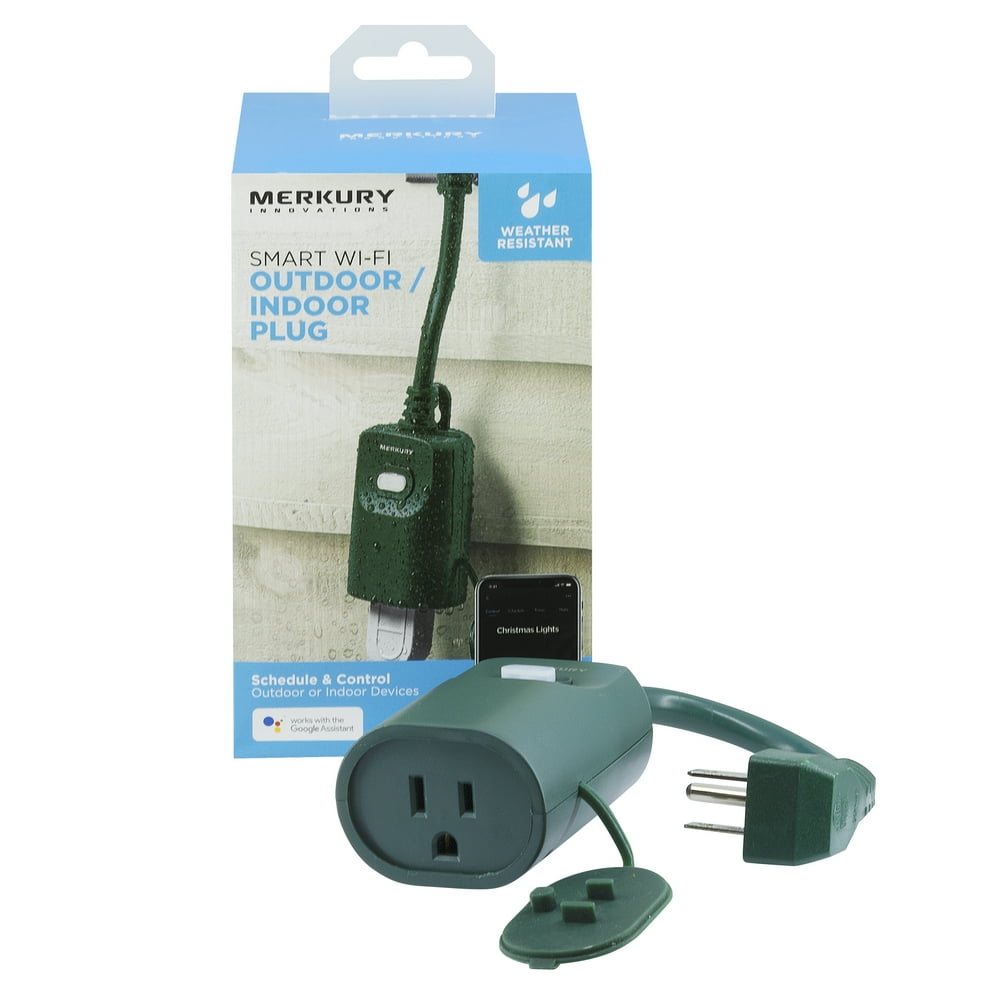 Merkury Innovations Indoor/Outdoor WiFi Smart Plug, Requires 2.4 GHz