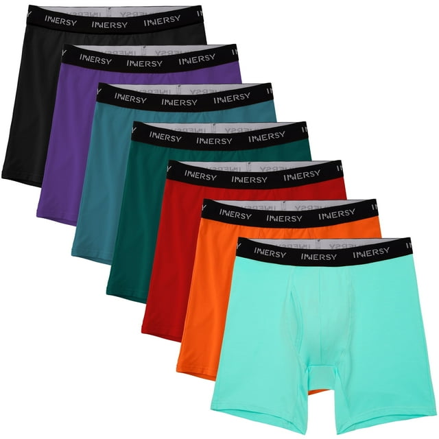INNERSY Men's Boxer Briefs Cotton Stretchy Underwear 7 Pack for a Week(2XL,Neon Lights)