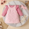 thumbnail image 3 of SONGGE Baby Girl Corduroy Pinafore Dress Long Sleeve Bodysuit Bandana Three Piece Outfit Sets For Toddler Photos Cartoon Birthday Clothes Sets, 3 of 7
