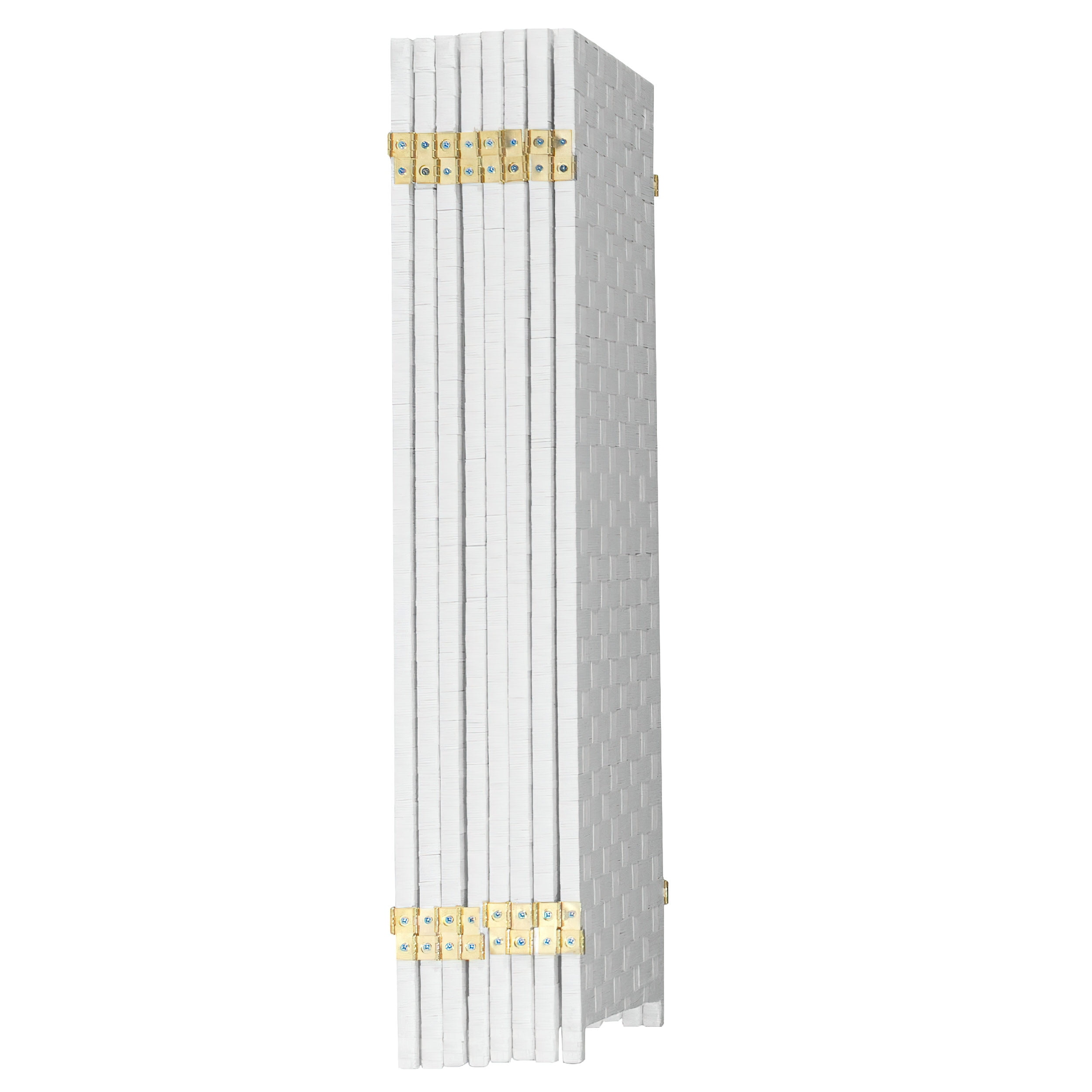 Red Lantern 3 ft. Short Woven Fiber Folding Screen - White - 8 Panel