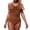 Coffee, variant on Women's One Piece Swimsuit Ruched Tummy Control Bathing Suits Vintage Retro Push Up Swimwear