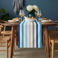 thumbnail image 2 of Blue Brown Stripe Table Runner - 72 Inch Long, Kitchen Dining Table Runner Dresser Scarves, Ombre Geometric Vertical Striped Farmhouse Decor for Coffee Tables Wedding Party Banquet, 2 of 8
