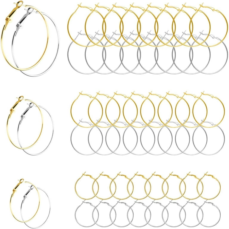 jojofuny 40pcs Lace beaded circle jewelry round frame jewelry making  findings circle bead frame earring making hoops beading hoop earrings  circle
