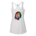 thumbnail image 3 of Wild Bobby, Lion Paint Art Splatter Abstract Art Animal Lover Tri-Blend Racerback Tank Top, Heather White, Medium, 3 of 3