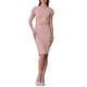 thumbnail image 1 of INSPIRAR CHIC Vestido Lápiz de Longitud a la Rodilla para Mujeres con Mangas Cortas y Cinturón para Usar en el Trabajo Vestidos Sheath M Rosa, 1 of 5